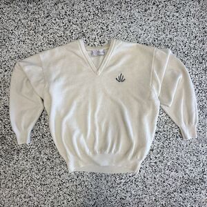 Vintage Lyle & Scott V-Neck Sweater Mens Large Made in Scotland Pure New Wool